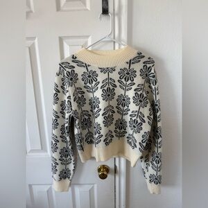 &merci Floral Knit Sweater in Cream and Black